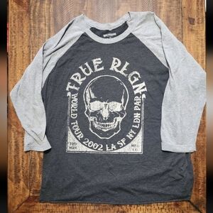 True Religion Mens Shirt 2 Tone Black/Grey Cotton Size  2XL